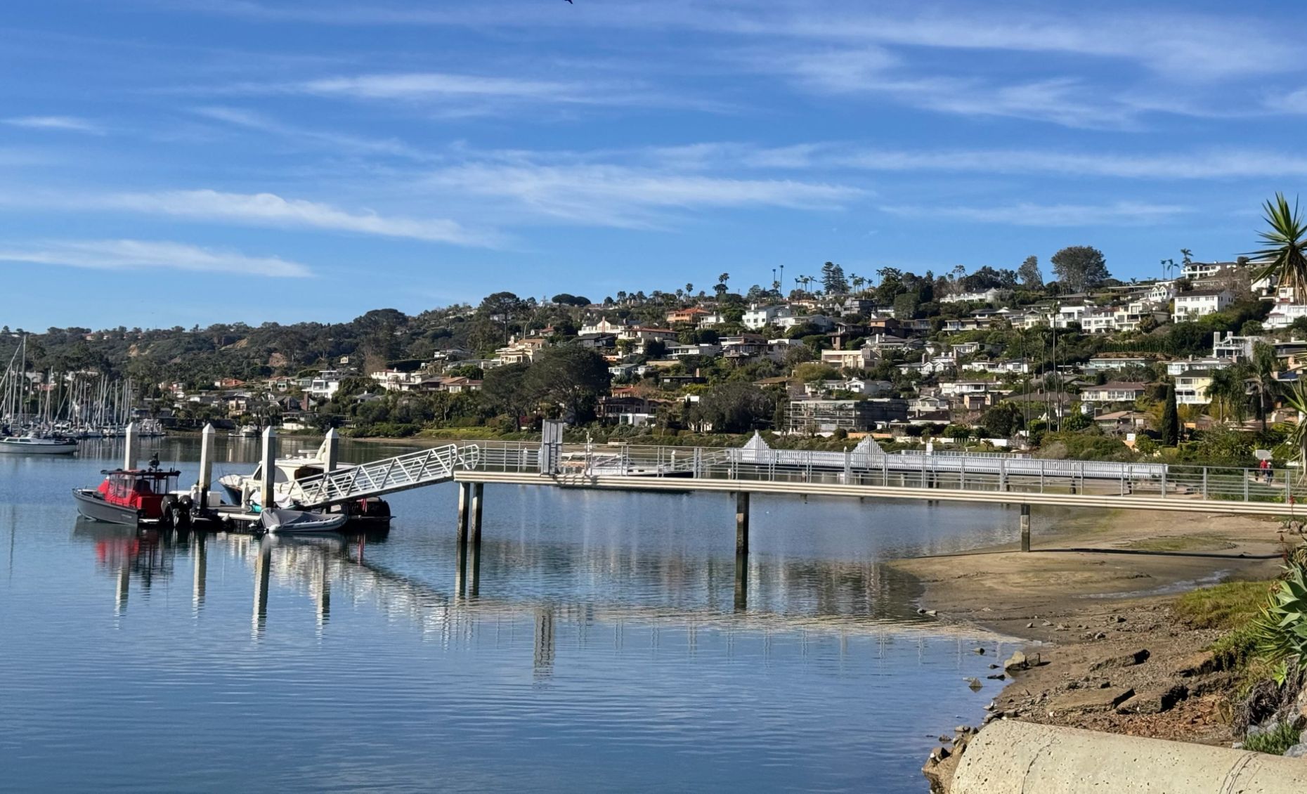  La Playa waterfront dock and Point Loma hillside homes, San Diego, CA