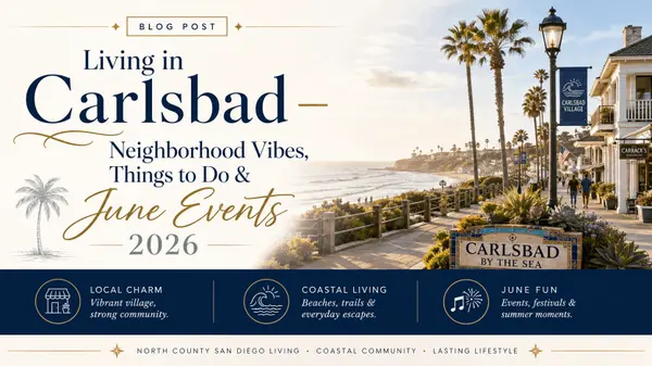 feature image of Living in Carlsbad — Neighborhood Vibes, Things to Do &amp; June Events 2026