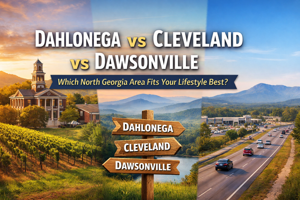 feature image of Dahlonega vs Cleveland vs Dawsonville: Which North Georgia Area Fits Your Lifestyle Best?