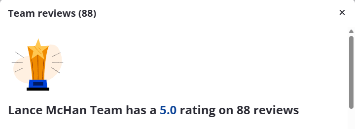 Zillow profile for The Lance McHan Team, 5.0 rating with 88 reviews