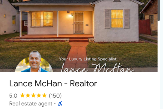 Google Business Profile for Lance McHan, 5.0 rating with 150 reviews