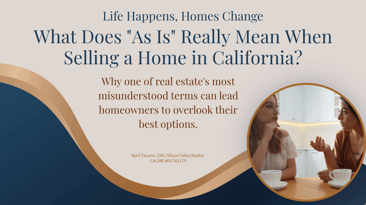 Cover image for the Life Happens, Homes Change series. Two people talking over coffee, representing thoughtful guidance and informed decision-making while selling a home in California.