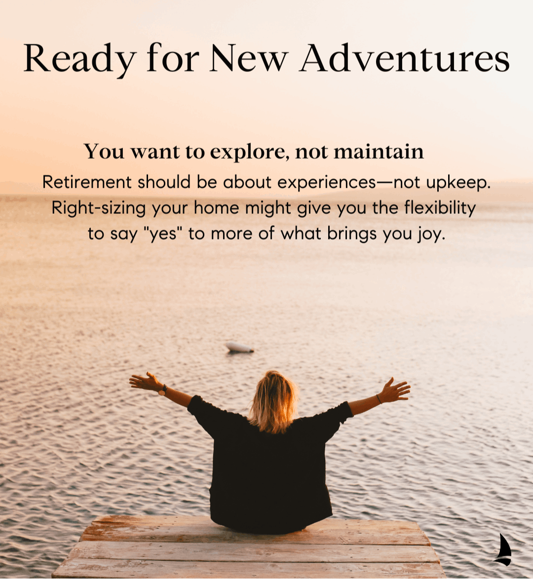 Retired woman embracing freedom to travel after downsizing their home