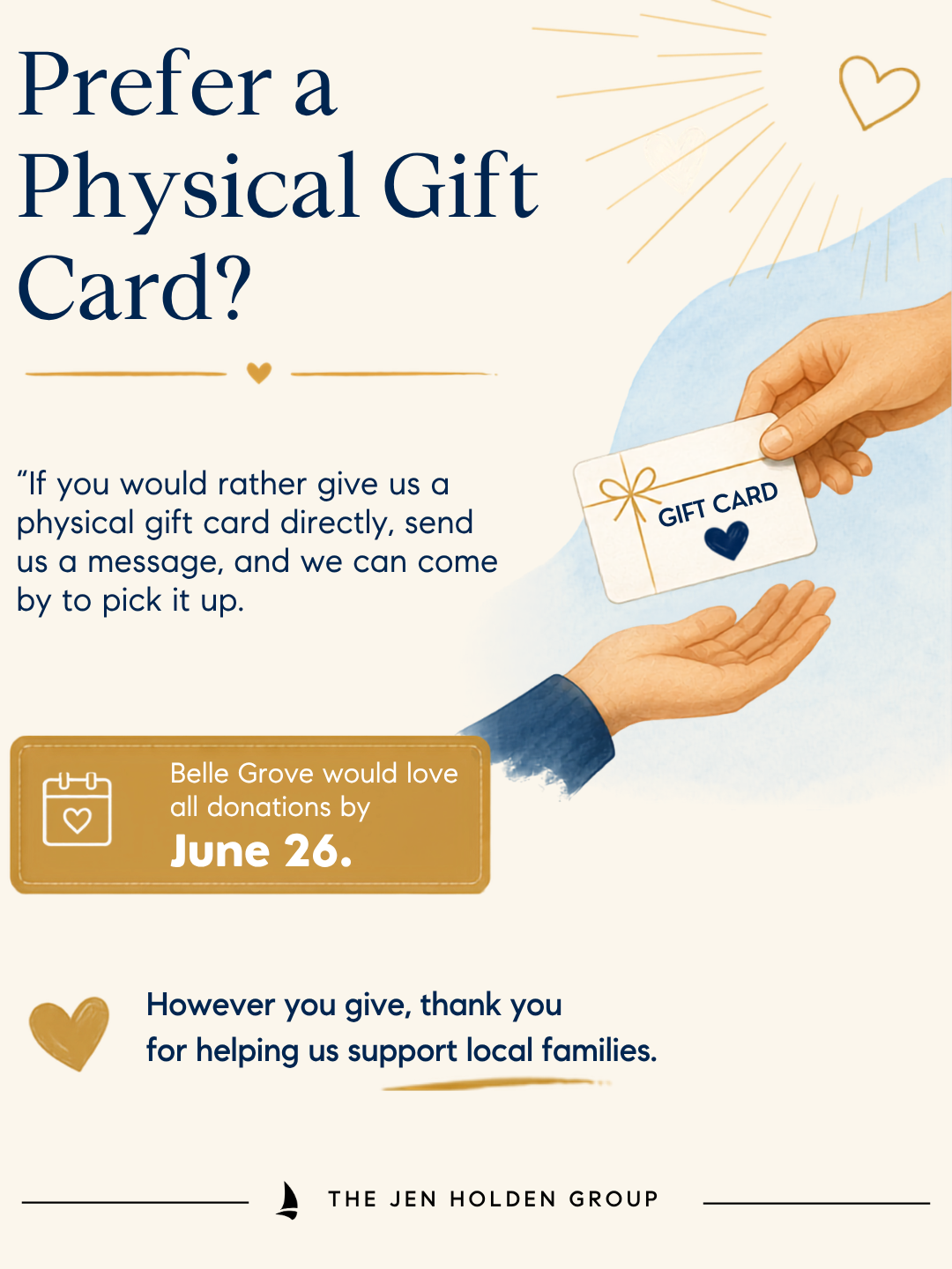 Physical gift card donation option