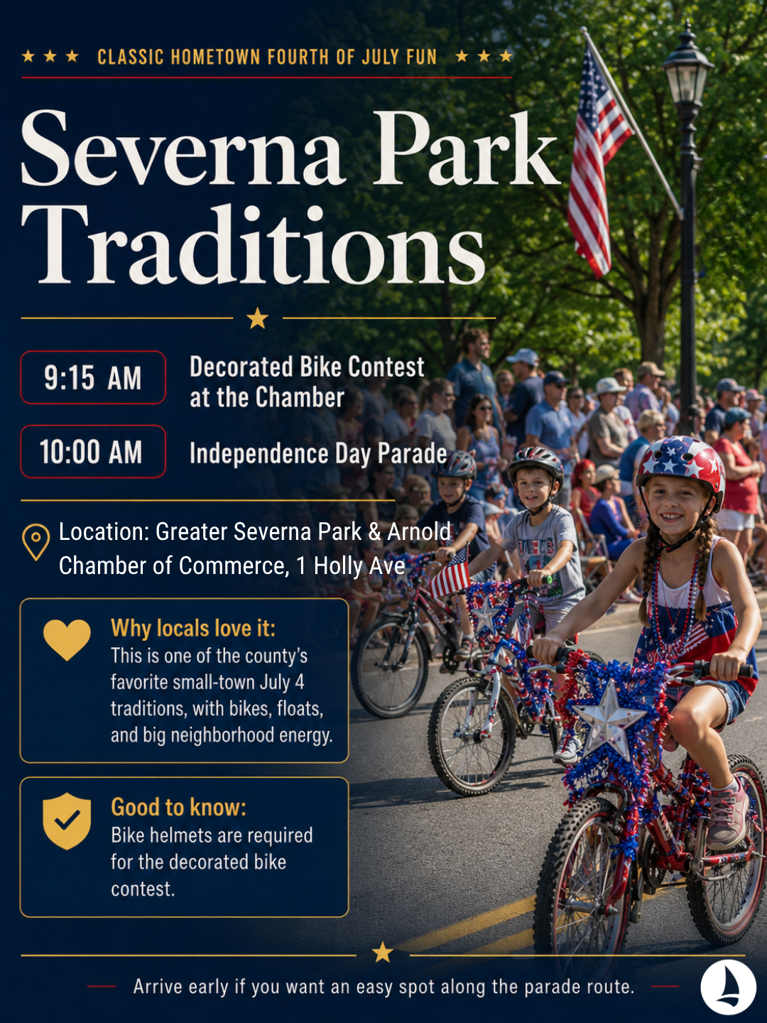 Severna Park Fourth of July traditions with decorated bike contest and Independence Day parade details