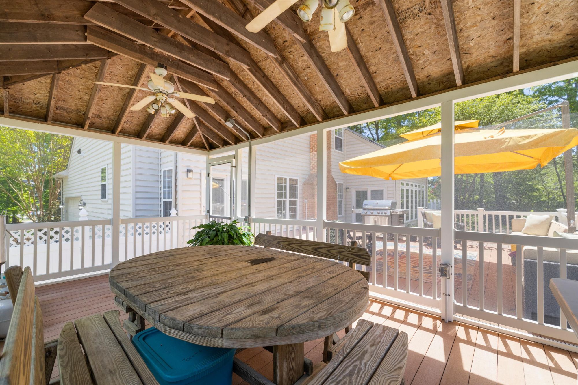 Outdoor living and pool area at 470 Jumpers Hole Road