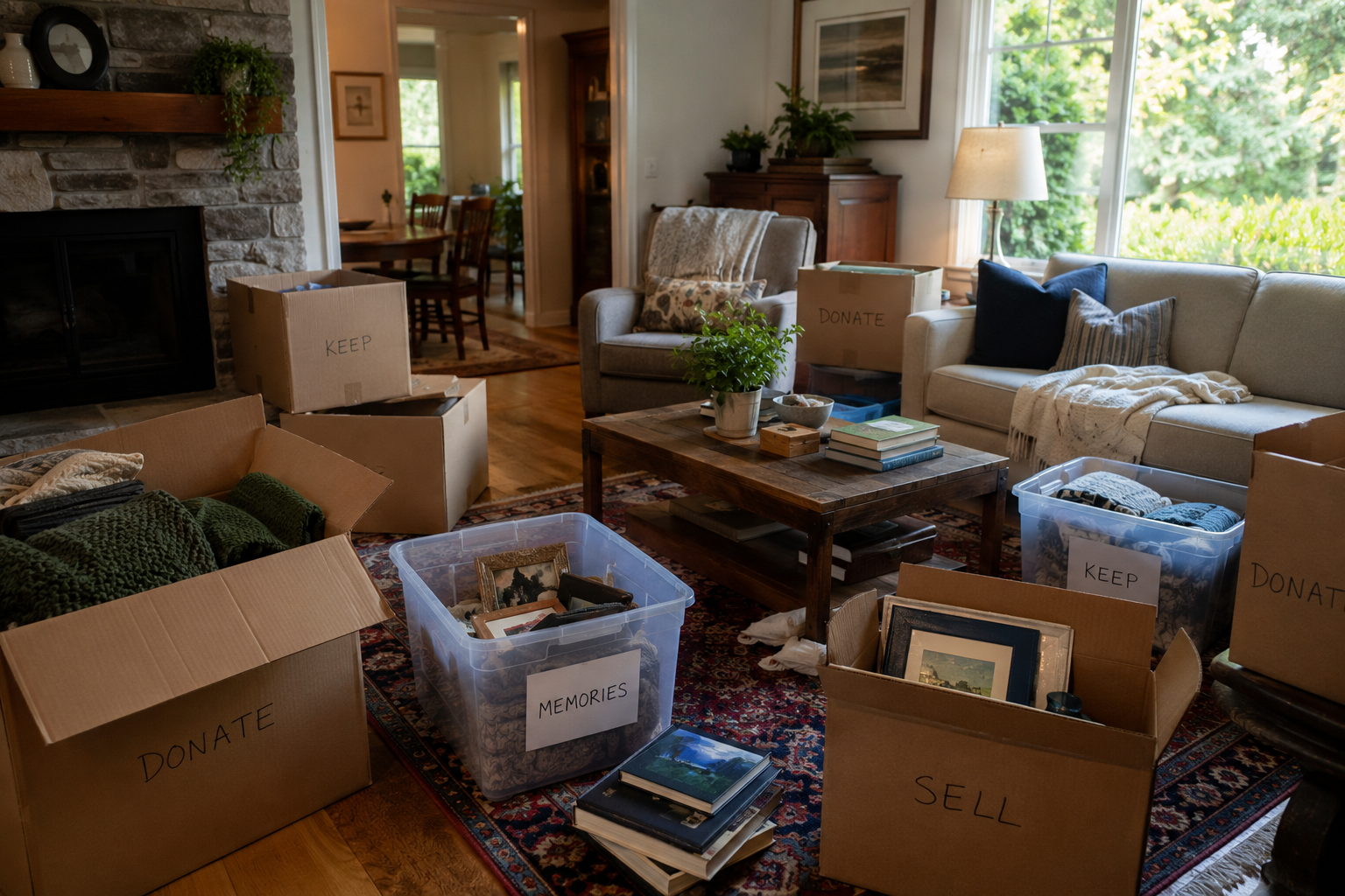 Decluttering a home before selling after decades of ownership