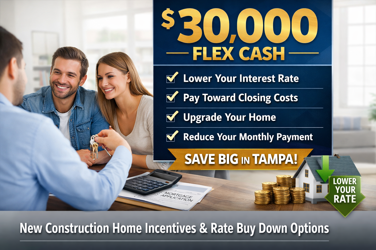 New construction home incentives and rate buy down options in Tampa