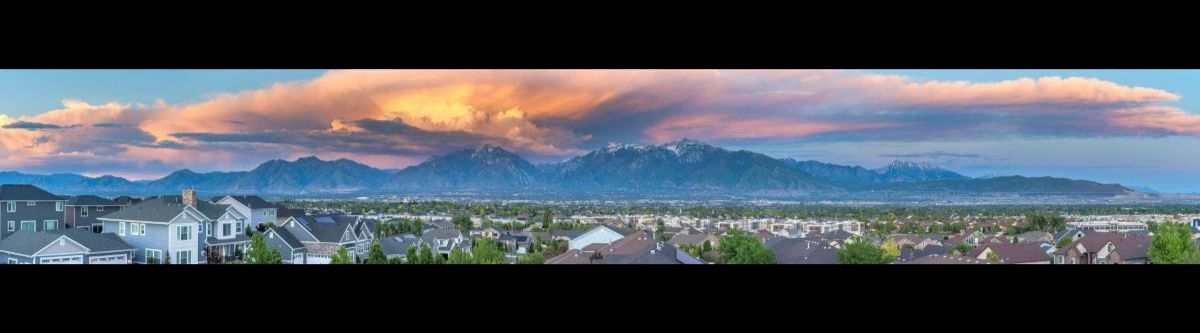 Salt Lake Valley neighborhoods with the Wasatch Mountains in the background