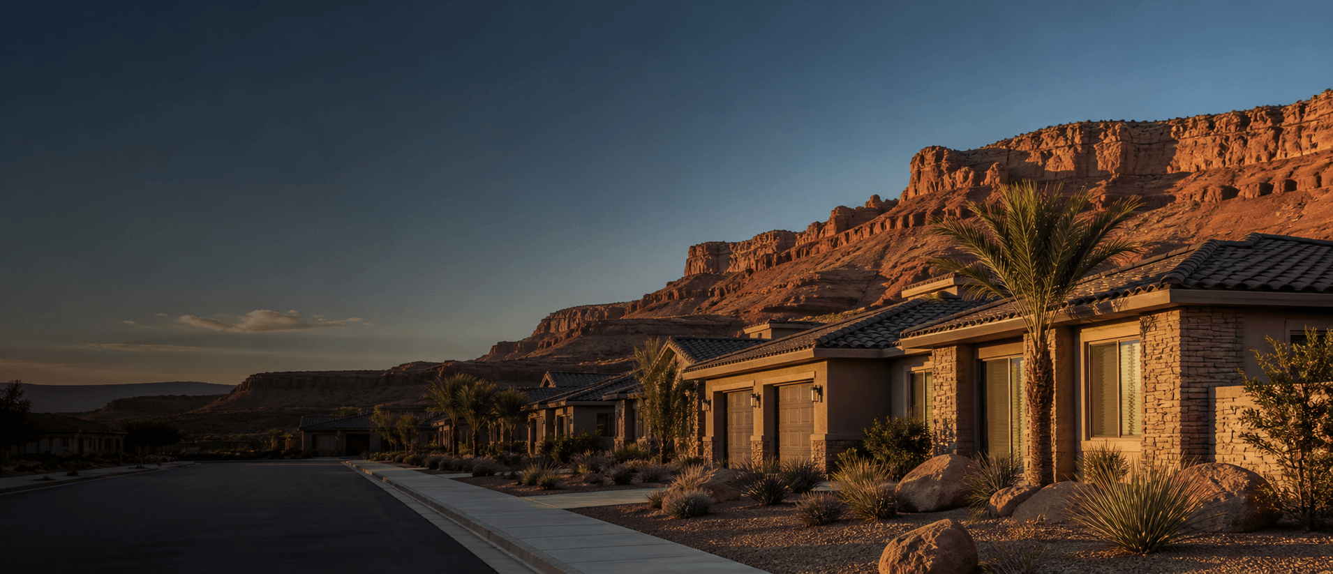 New homes below the red rock bluffs in St. George, Utah