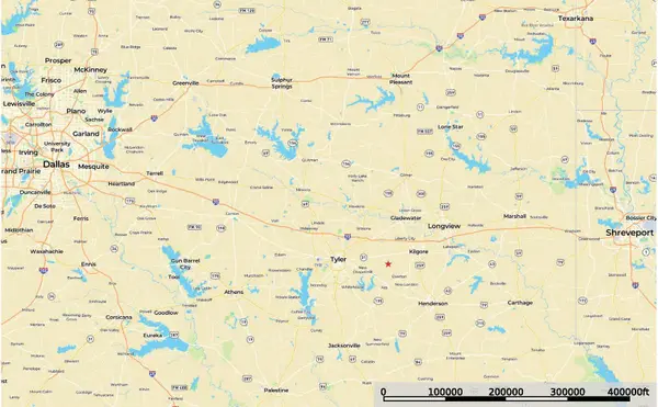 White Oak Ranch Location Regional Map Land for Sale Tyler TX