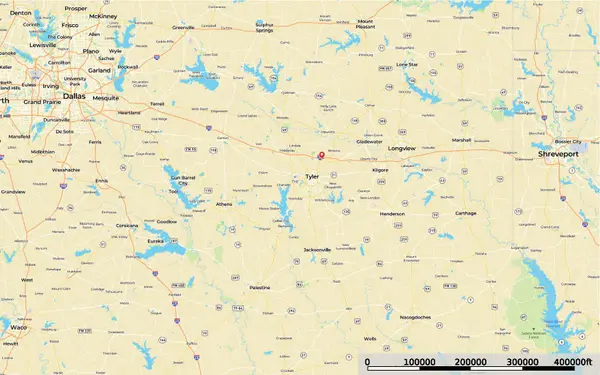Location Region Map T-Bar Ranch Land for Sale Tyler TX Smith County