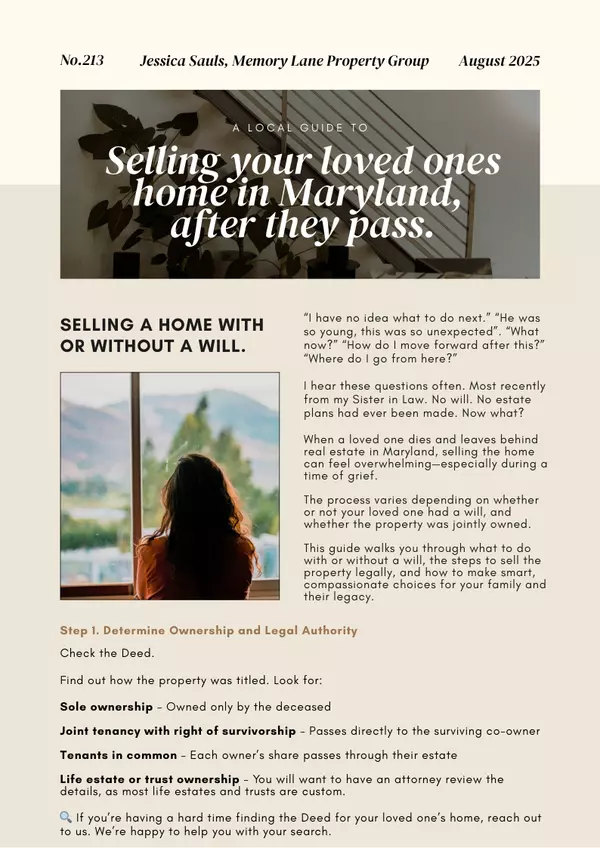 Steps To Selling an Inherited Property in Maryland. 