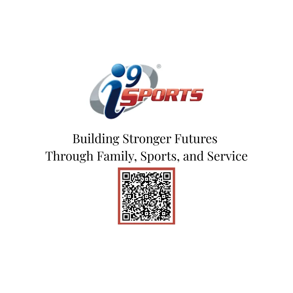 i9 Sports logo with the line Building Stronger Futures Through Family, Sports, and Service