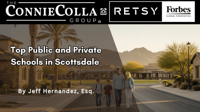 Luxury Scottsdale family home near top public and private schools at sunset