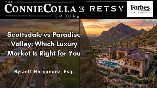 Scottsdale vs Paradise Valley luxury homes, golf communities and desert hillside estates at sunset