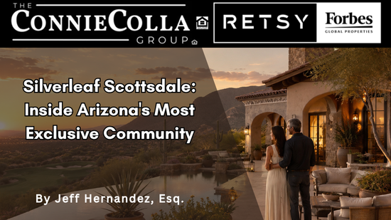 Luxury Silverleaf Scottsdale home overlooking desert golf course at sunset