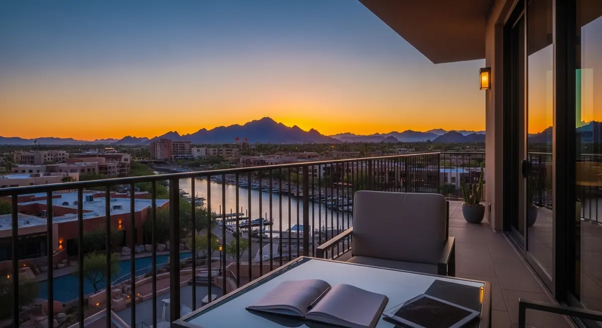 Private consultation overlooking Old Town Scottsdale at sunset
