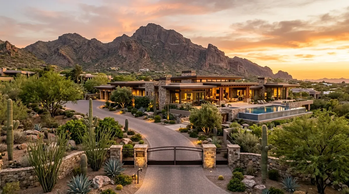 Luxury Paradise Valley estate with mountain views, desert landscape, and gated privacy