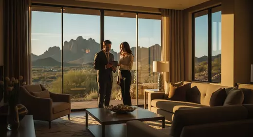 Realtor showing luxury home listings in Fountain Hills