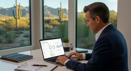 Scottsdale realtor analyzing market valuation reports for property guidance