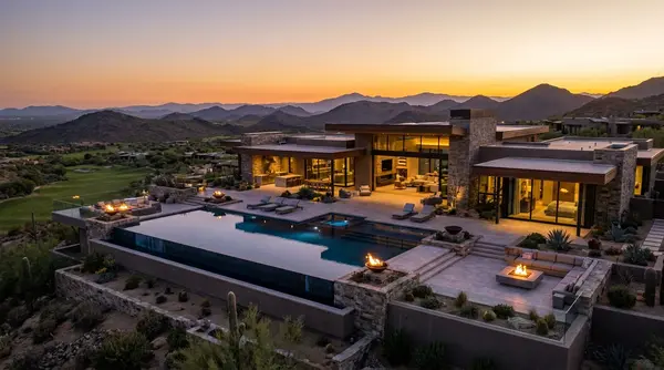 Legend Trail luxury estate with infinity pool, mountain views, and golf course frontage