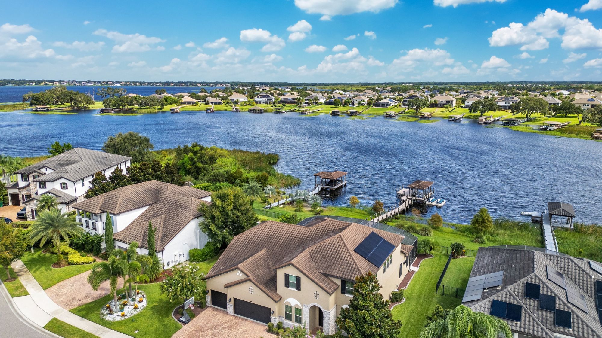 Orlando luxury home lakefront aerial view