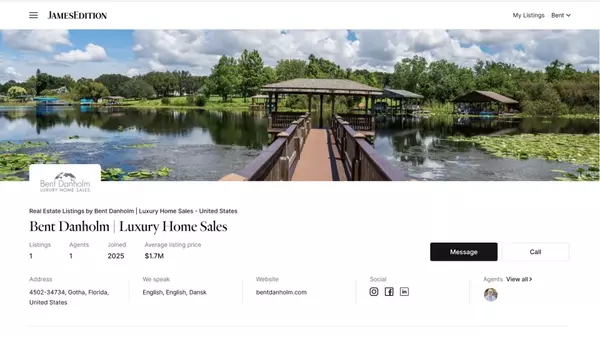 Central Florida Luxury Homes Go Global: Bent Danholm Partners with JamesEdition