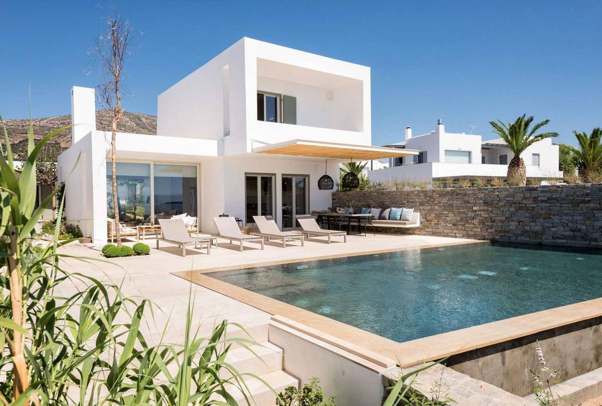 Paros,,Elegant Seafront Villa Steps from Golden Beach #LE