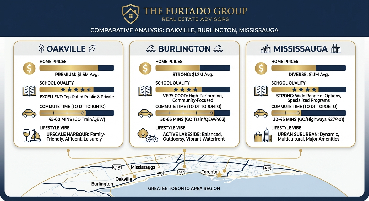 Oakville Burlington Mississauga Comparison chart