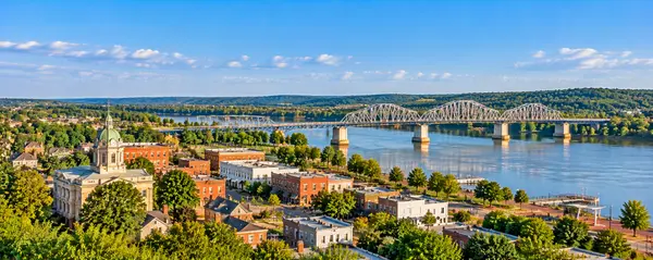 Riverside Town and Truss Bridge Panorama