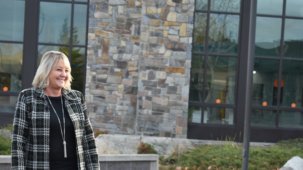 Brenda infront of library