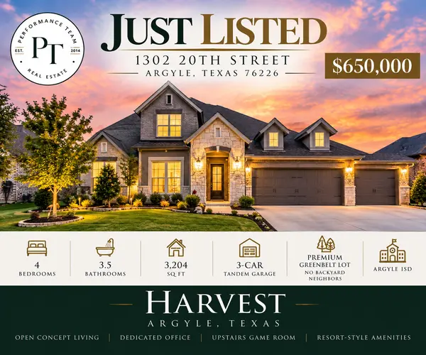 feature image of 4 Bedroom Home for Sale in Harvest, Argyle TX with Greenbelt Lot and 3-Car Garage