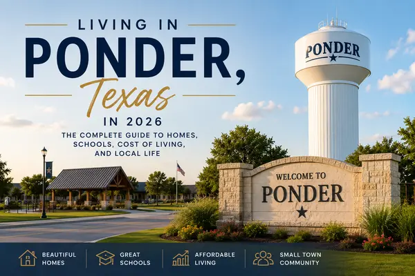 feature image of Living in Ponder, Texas in 2026: The Complete Guide to Homes, Schools, Cost of Living, and Local Life