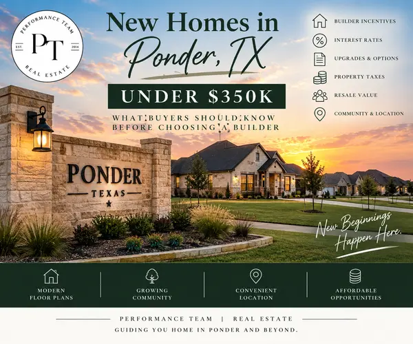 feature image of New Homes in Ponder TX Under $350K: What Buyers Should Know Before Choosing a Builder