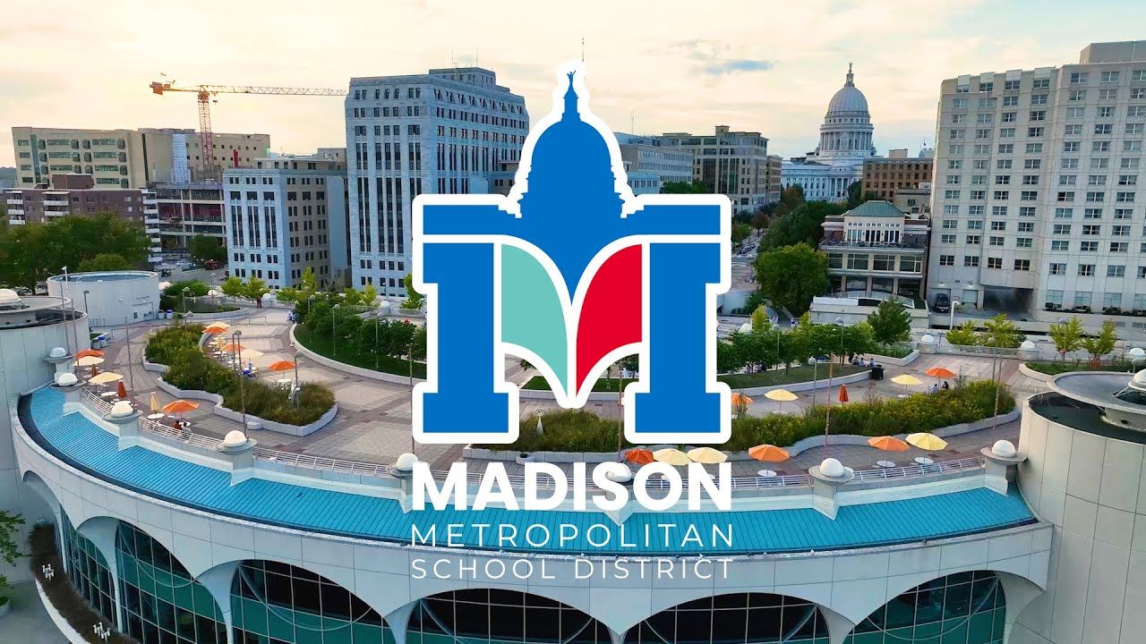 Madison Metropolitan School District (MMSD) graphic over the Madison skyline in Wisconsin