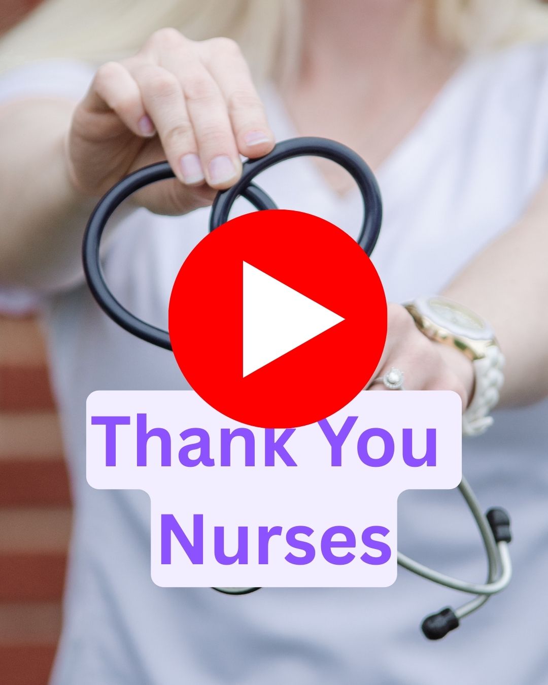 Image of a nurse holding a stethoscope and the words Happy Nurses Day