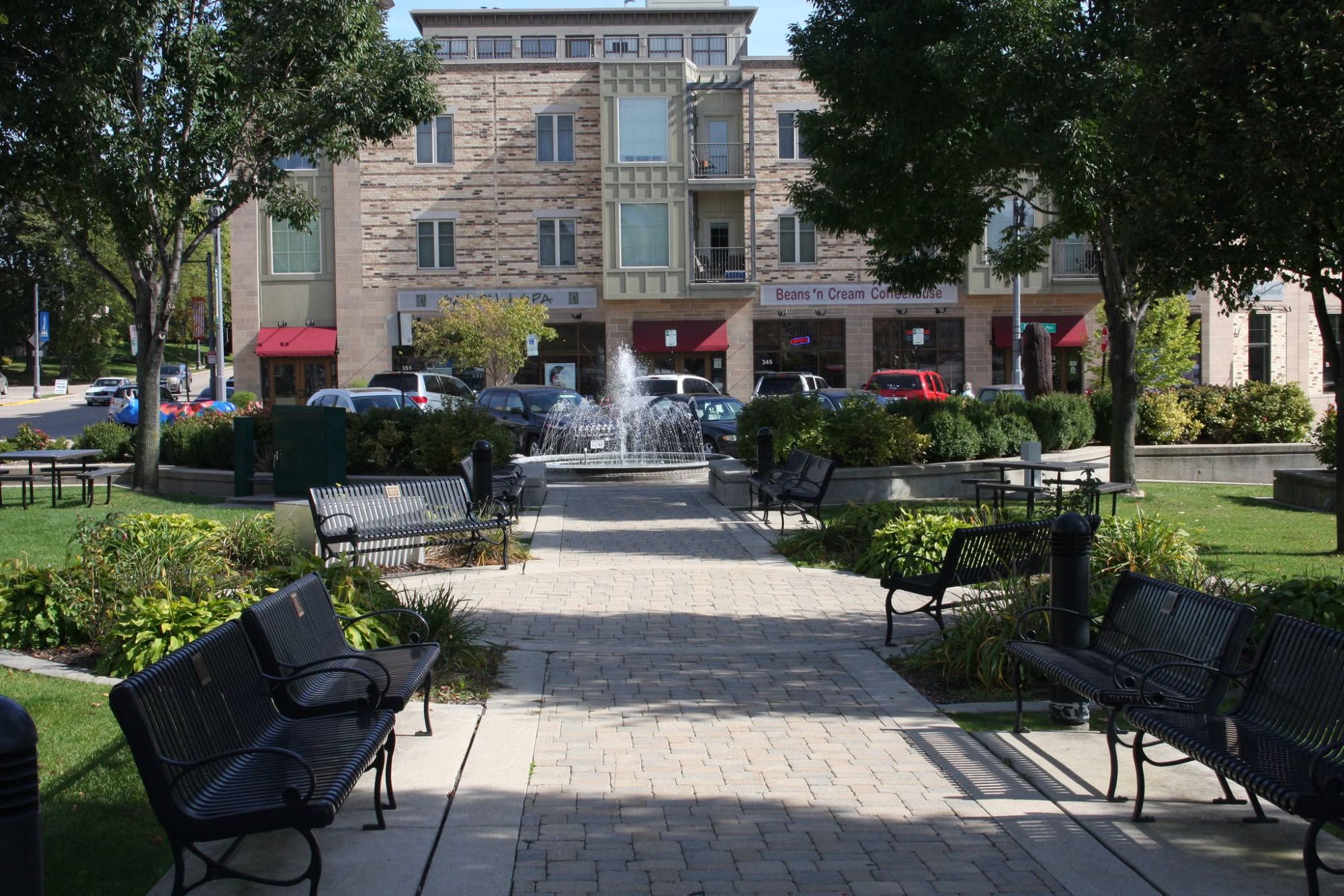 Downtown Sun Prairie, Wisconsin at Cannery Square on a sunny afternoon