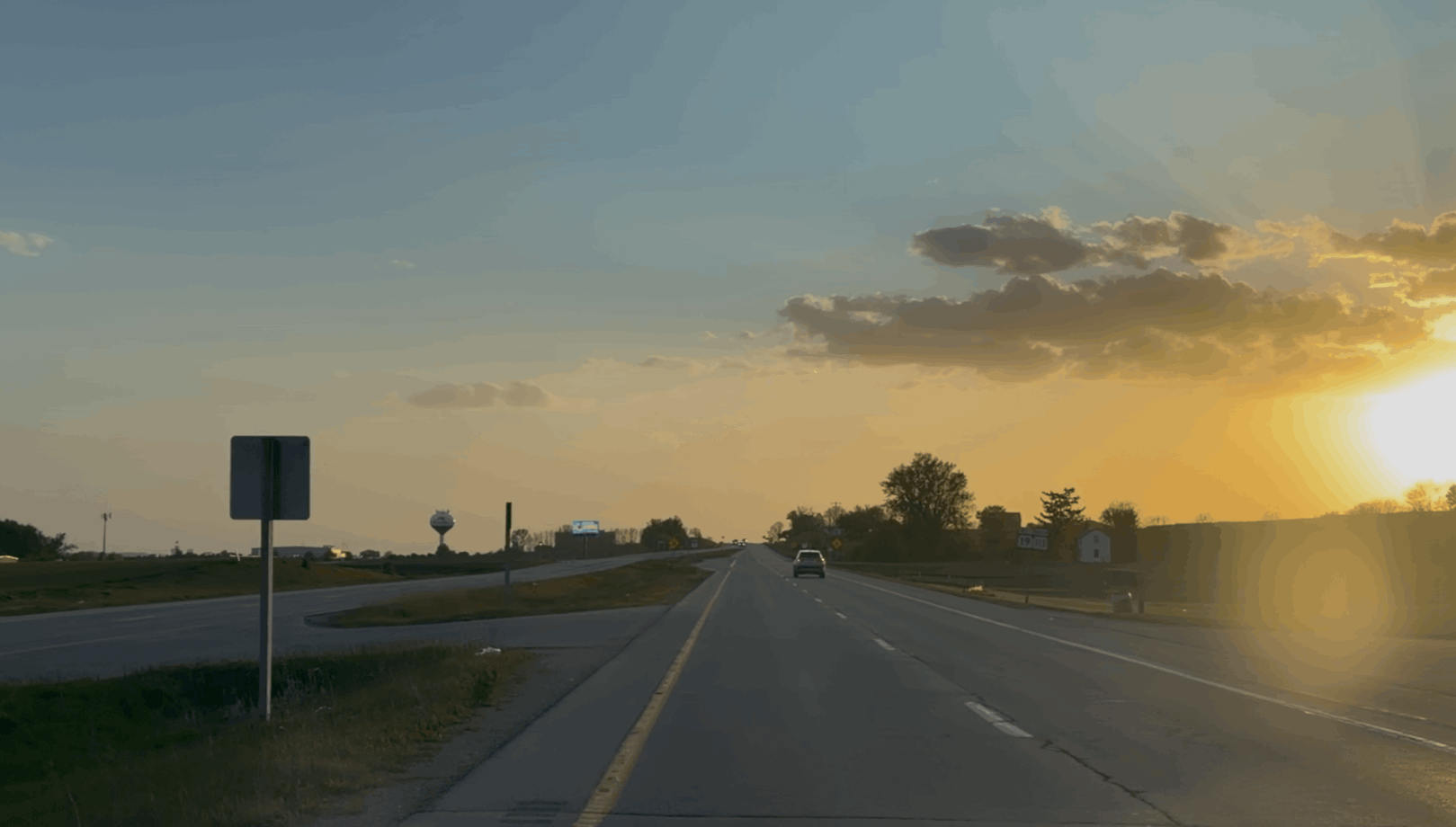 Sunset drive into Waunakee, Wisconsin, one of the north Madison suburbs compared to DeForest for value and community.