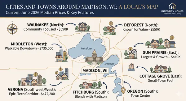 feature image of Cities and Towns Around Madison, WI: A Local's Map