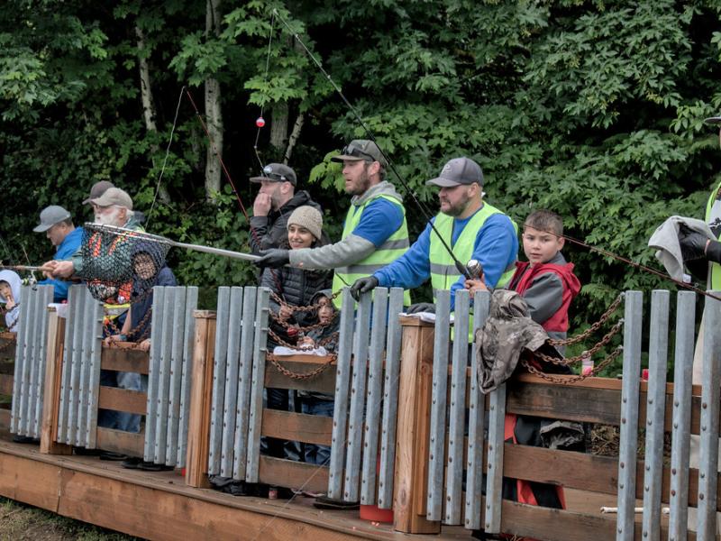 Kids fishing at Columbia Springs Kids Fishing Fest