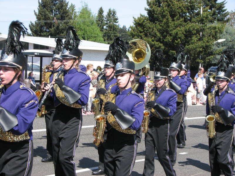 Hazel Dell Parade of Bands marching through Vancouver WA