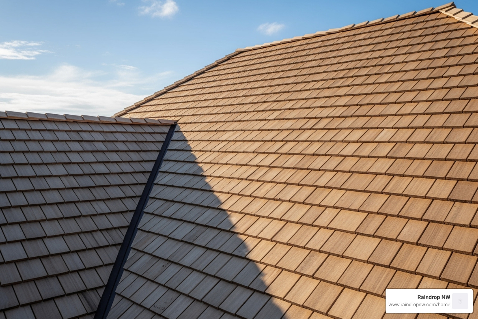 Roofline of a home in a Vancouver, WA neighborhood