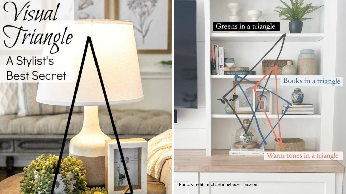 visual triangle shelf styling