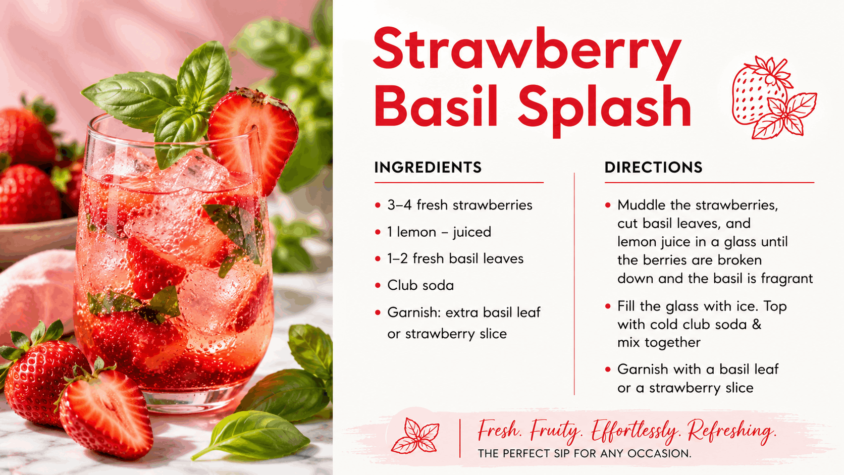 Strawberry Basil Mocktail Recipe