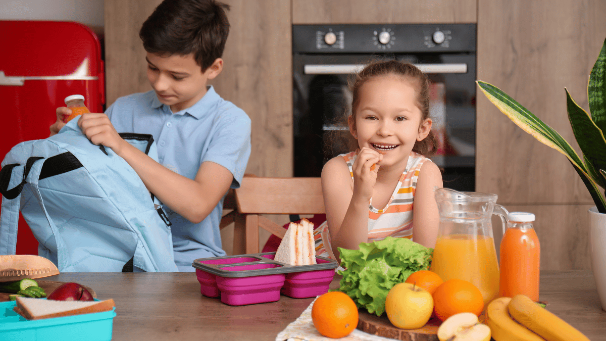 Packing school lunches with kids