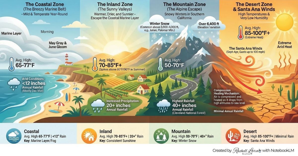 San Diego Weather Zones Infographic