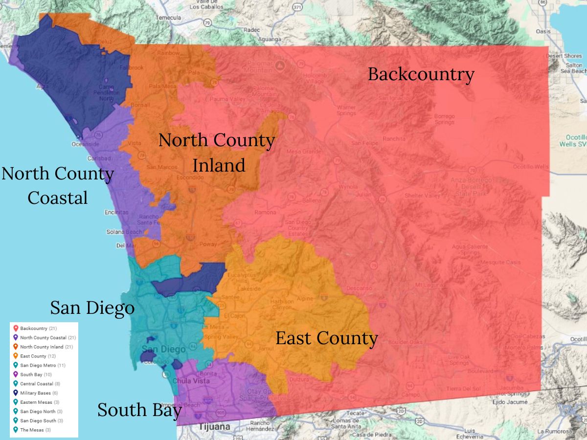 East County and the other regions of San Diego County
