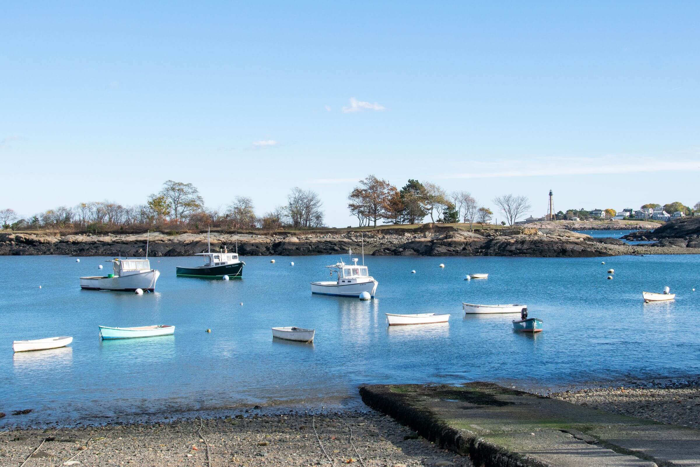 Boats moored in Marblehead harbor on the Massachusetts North Shore