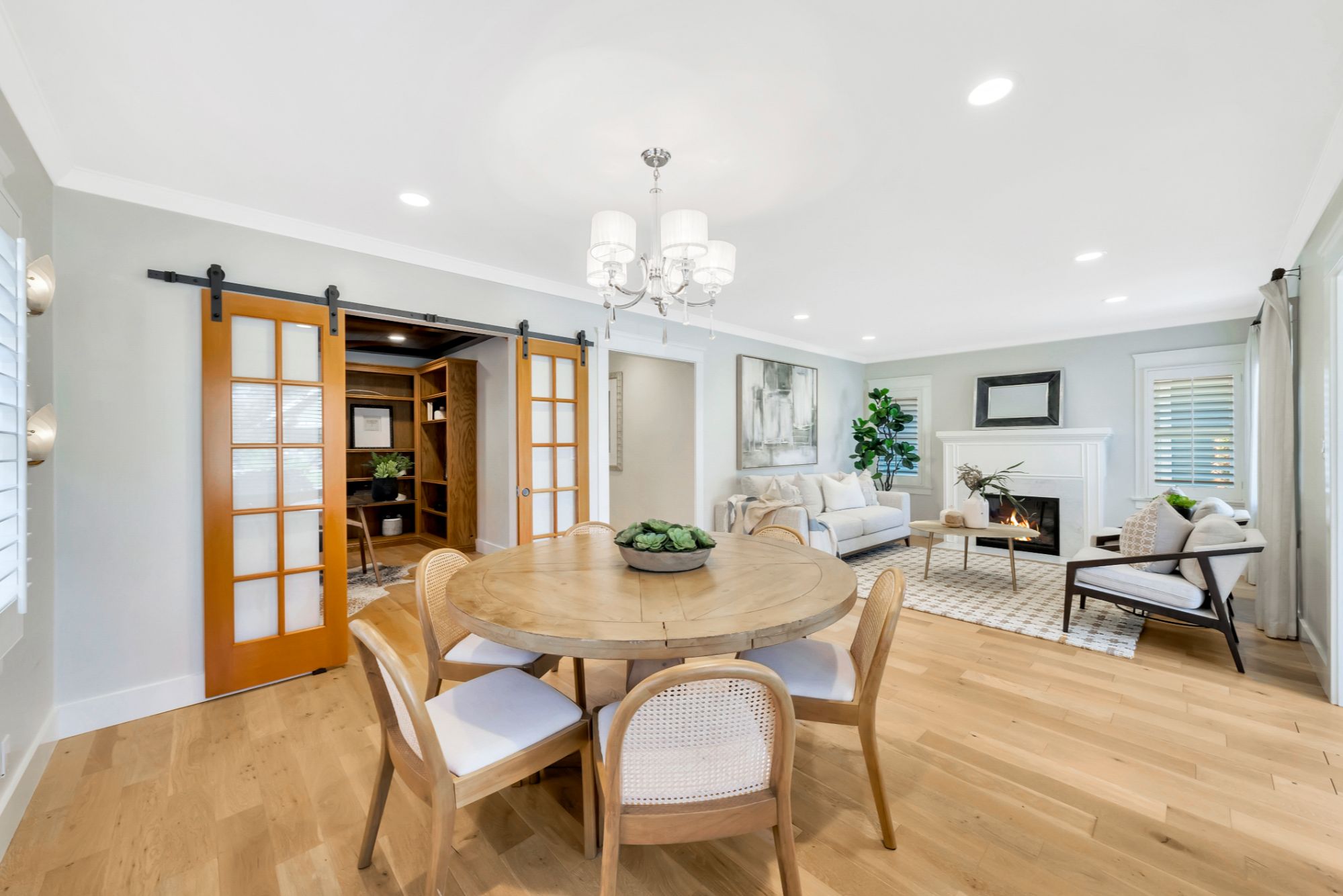 Professionally staged living and dining area in a Southern California home